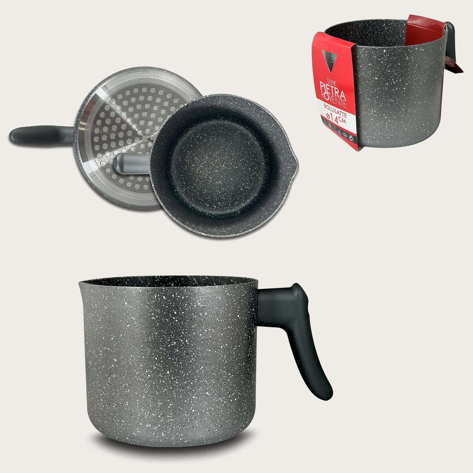 ARCA BOLLILATTE PIETRA ROVENTE CM.14 INDUZIONE