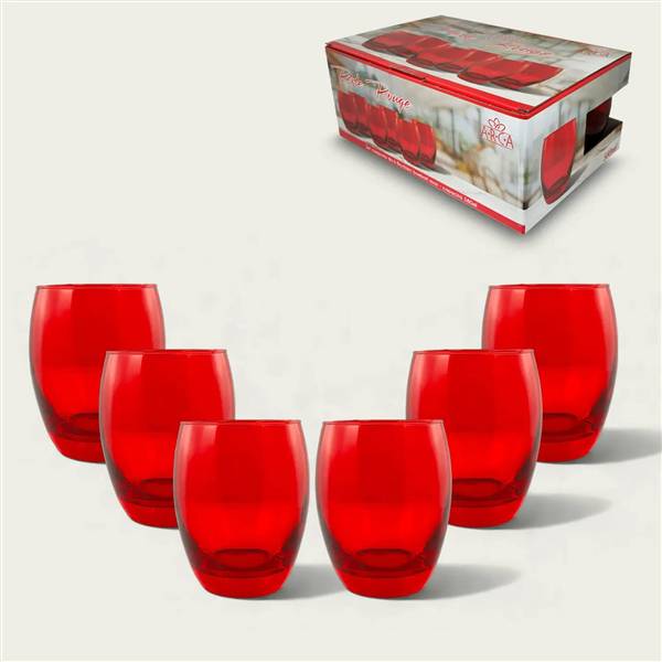 ARCA BICCHIERI BOMBATI 6PZ 35CL ROSSI PERLE ROUGE