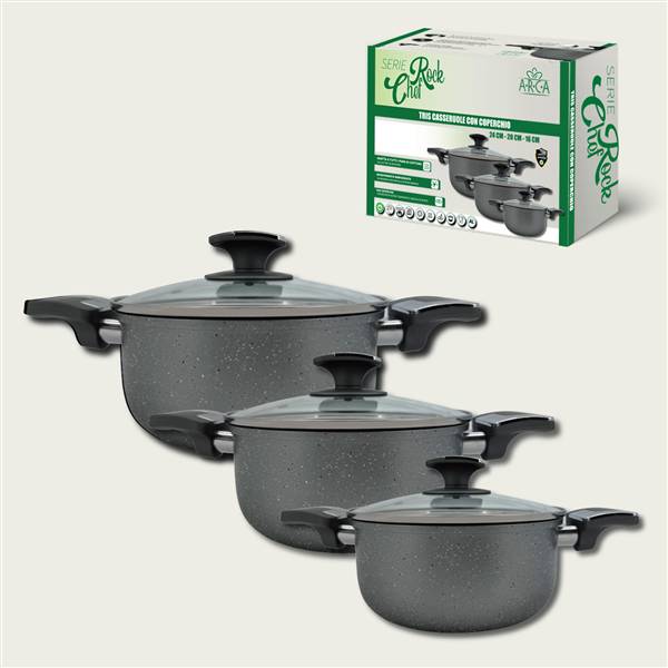ARCA CASSERUOLE 3PZ 16/20/24 ROCKCHEF ROCK CHEF
