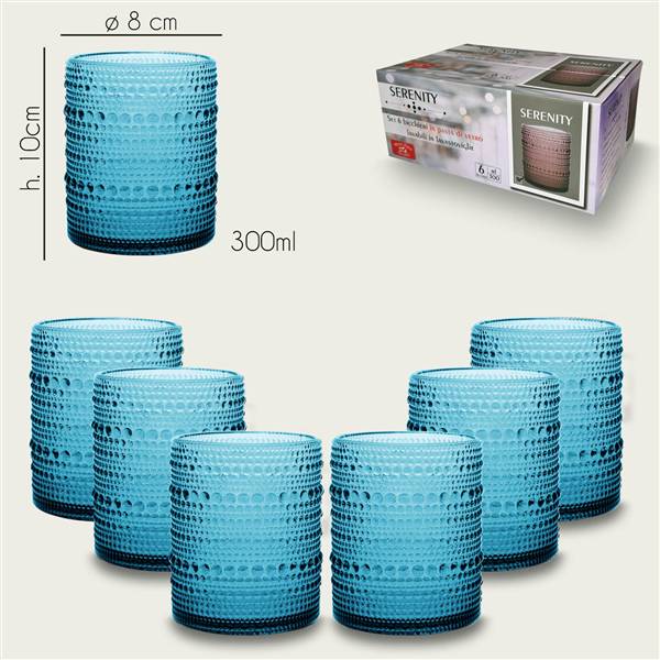 ARCA BICCHIERI 6PZ SERENITY BLU 300ML 