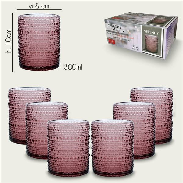 ARCA BICCHIERI 6PZ SERENITY VIOLA 300ML 