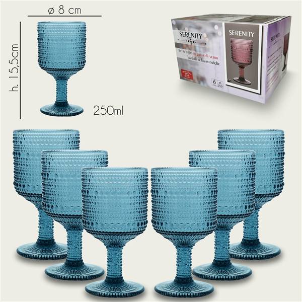 ARCA CALICI 6PZ SERENITY BLU 250ML 