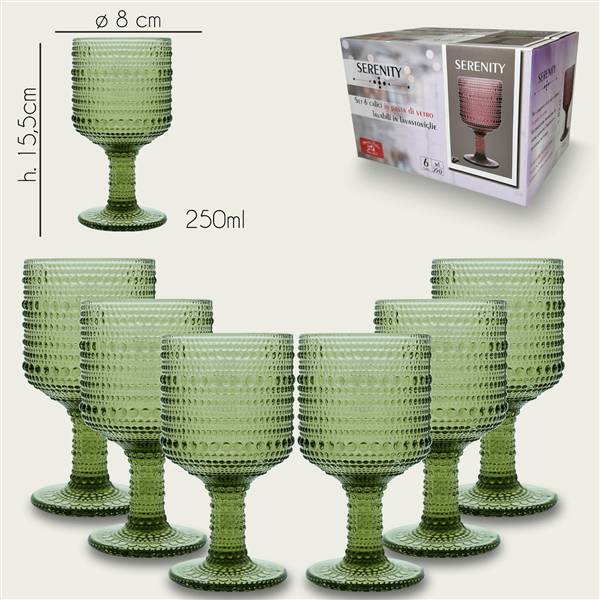 ARCA CALICI 6PZ SERENITY VERDE 250ML 