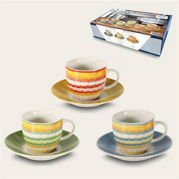 ARCA TAZZINE CAFFE 6PZ C/PIATTINI APULIA 