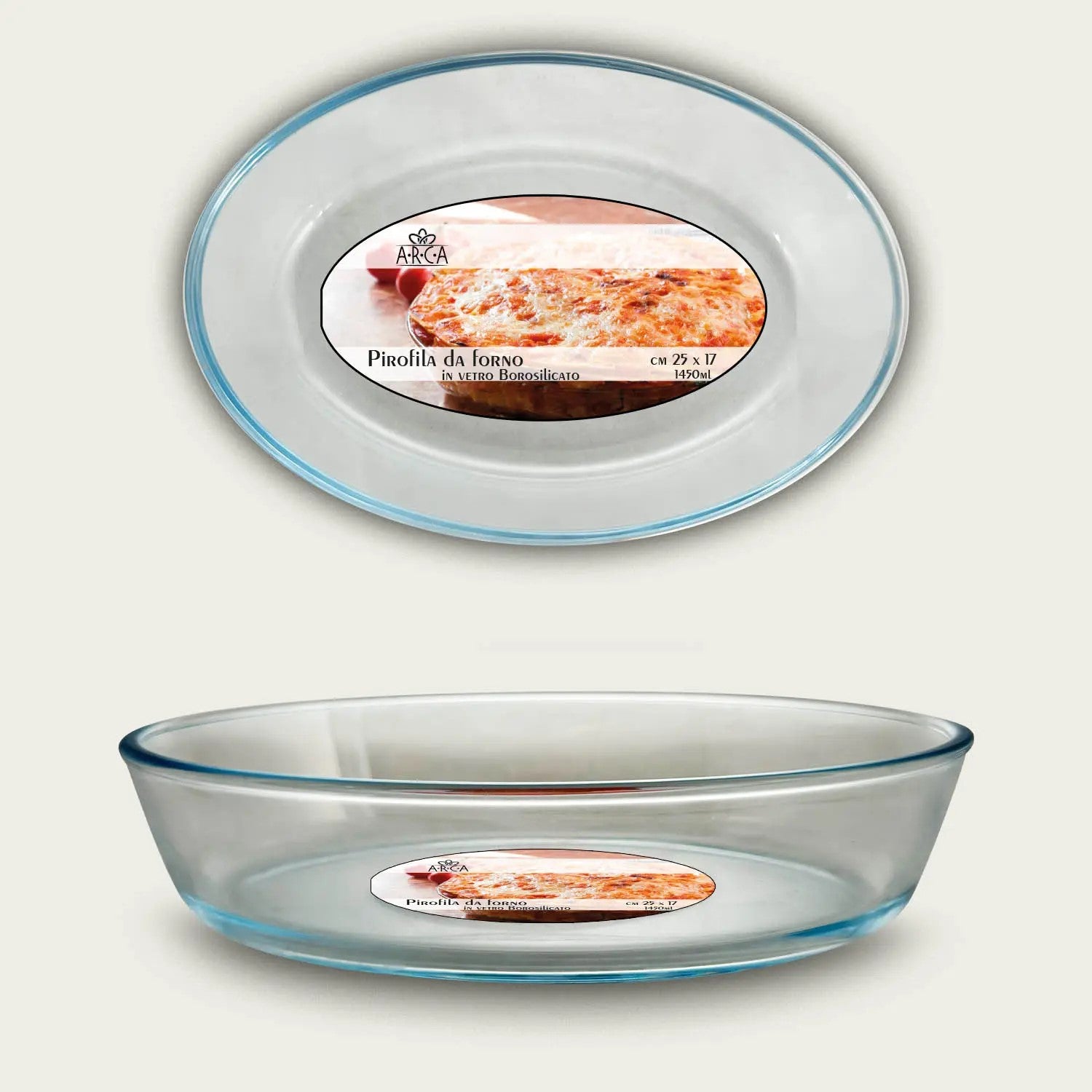 ARCA PIROFILA VETRO OVALE CM.26X18 H.6