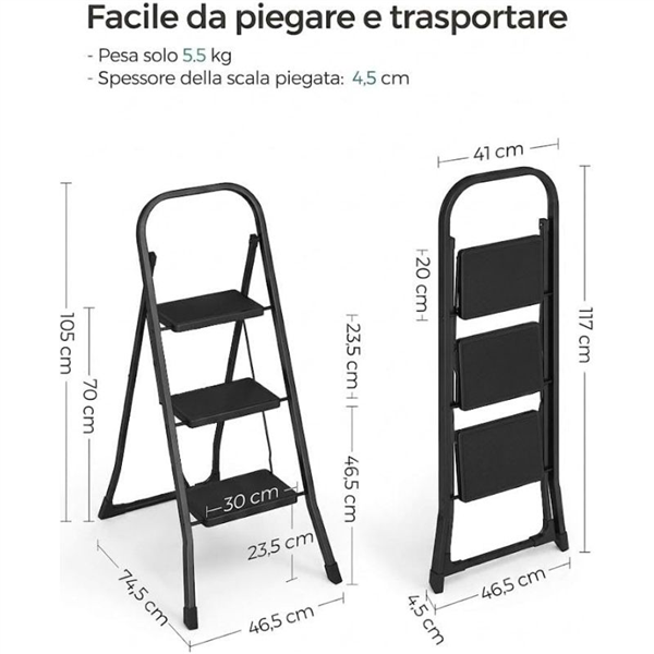 MV SGABELLO 3 GRADINI BLACK MINI 