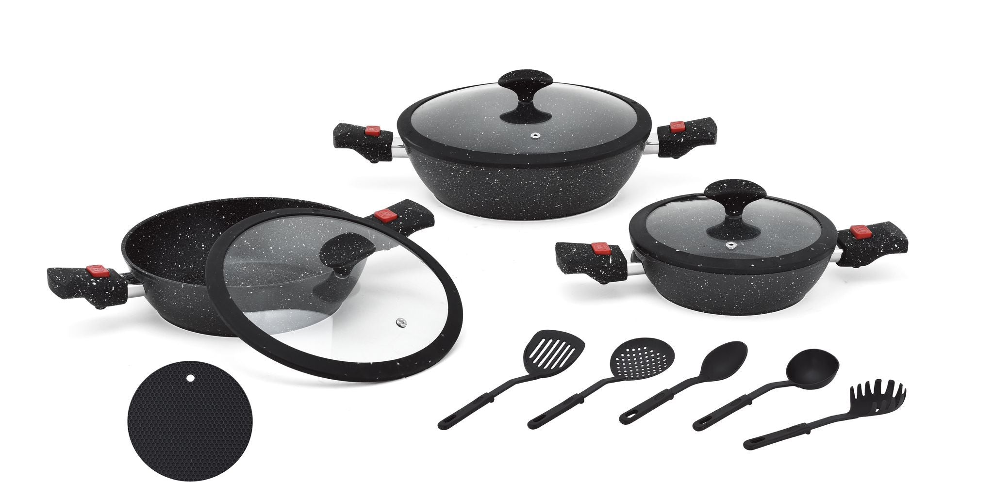 BAVARIA SET TEGAMI 12PZ NERI ADATTO AD INDUZIONE