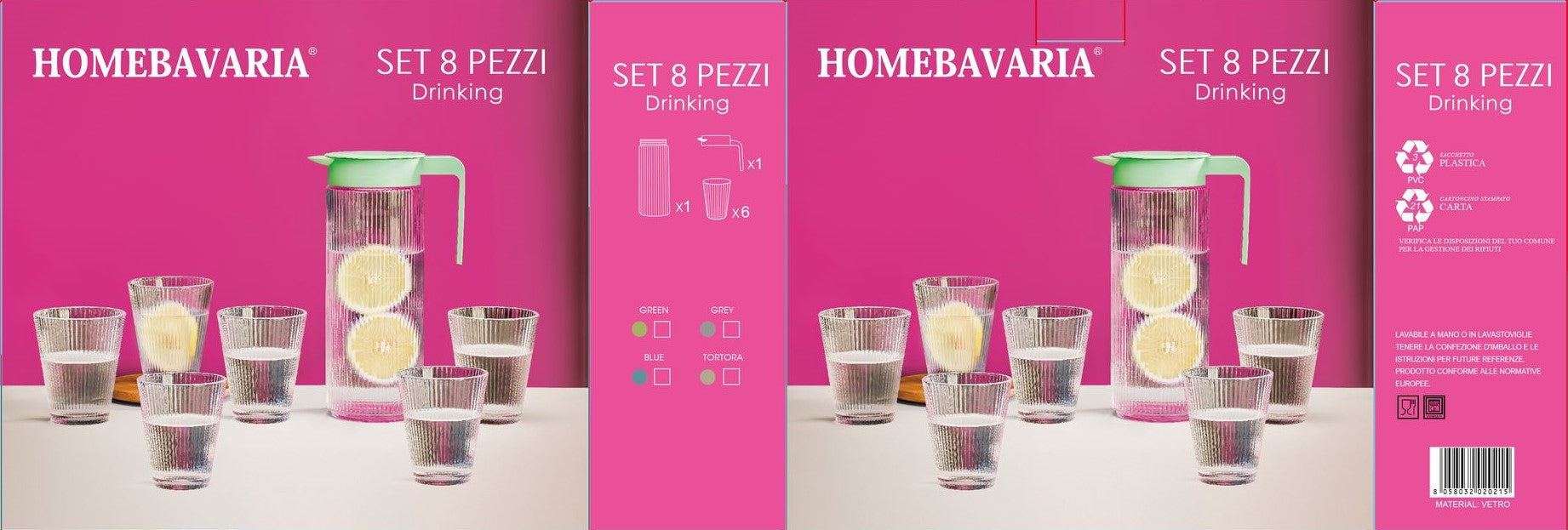 HOME BAVARIA BROCCA SET DRINKING 8PZ BROCCA 1 LITRO