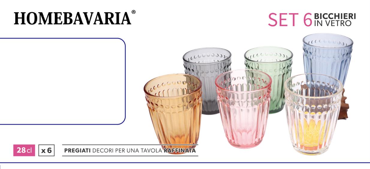 HOME BAVARIA SET 6 BICCHIERI COLORA 28CL