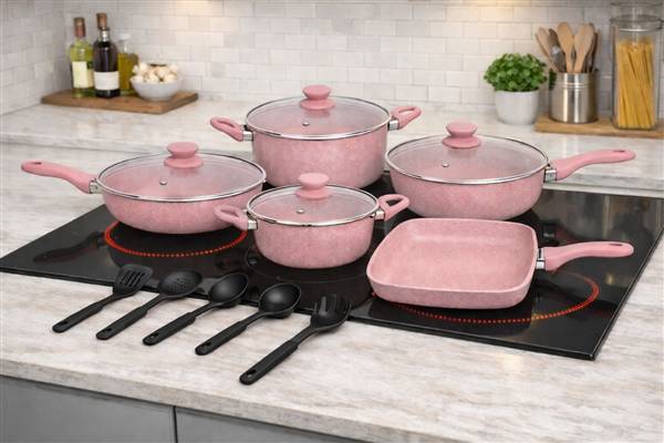 HOME BAVARIA BATTERIA 14PZ ROSA INDUZION 