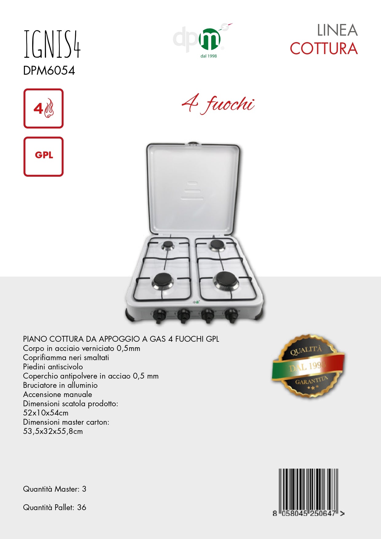 DPM PIANO COTTURA 4 FUOCHI DA APPOGGIO