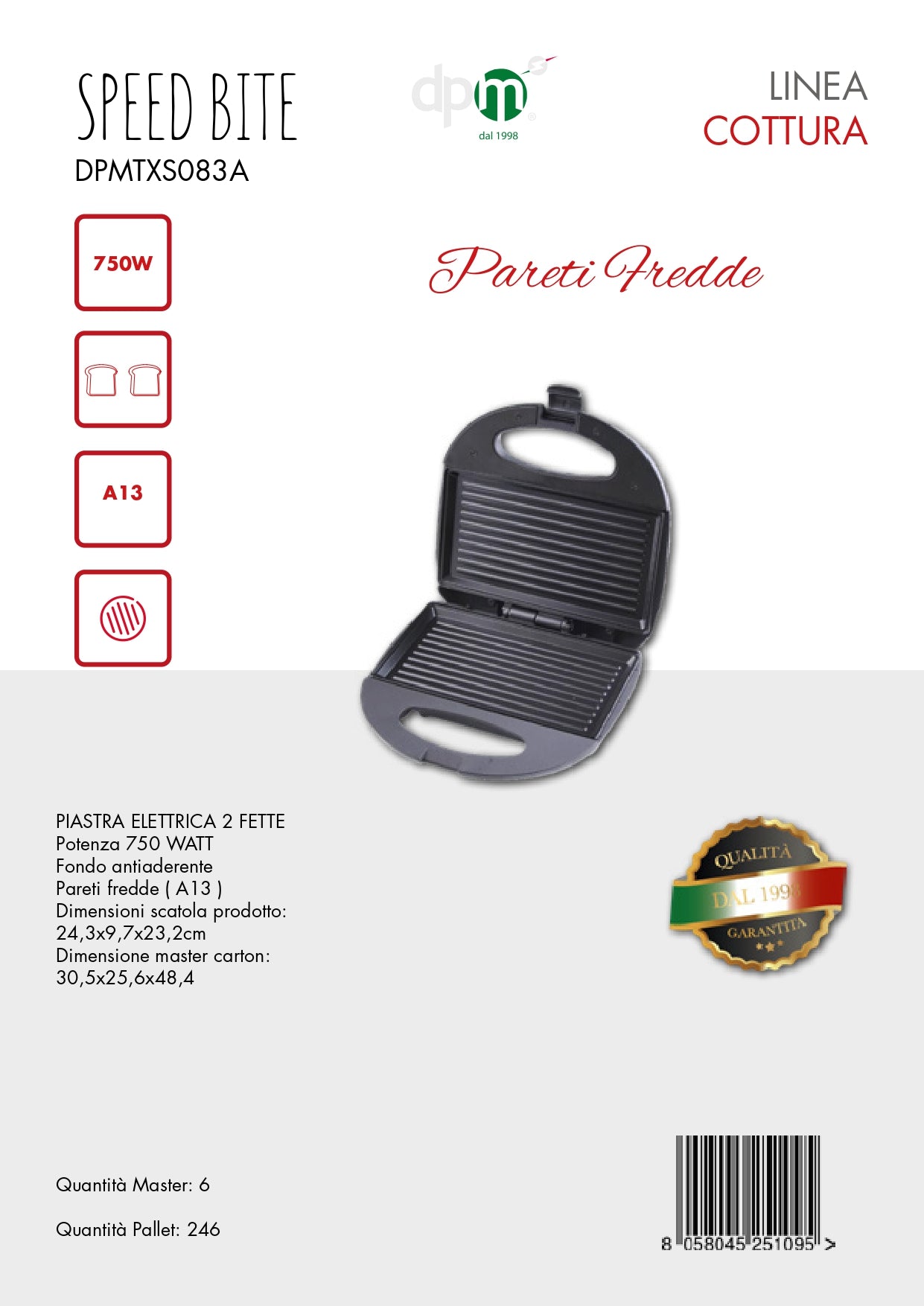 DPM PIASTRA ELETTRICA 750W SPEED BITE