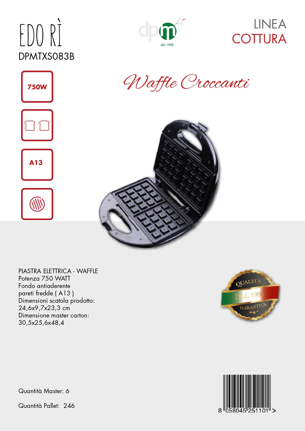 DPM PIASTRA ELETTRICA WAFFLE