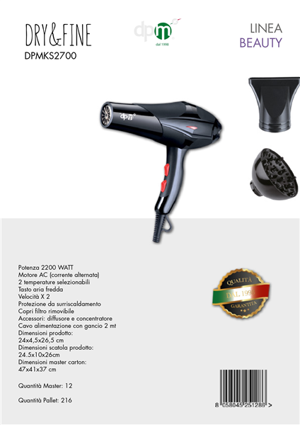 DPM ASCIUGACAPELLI MOTORE AC 2200W