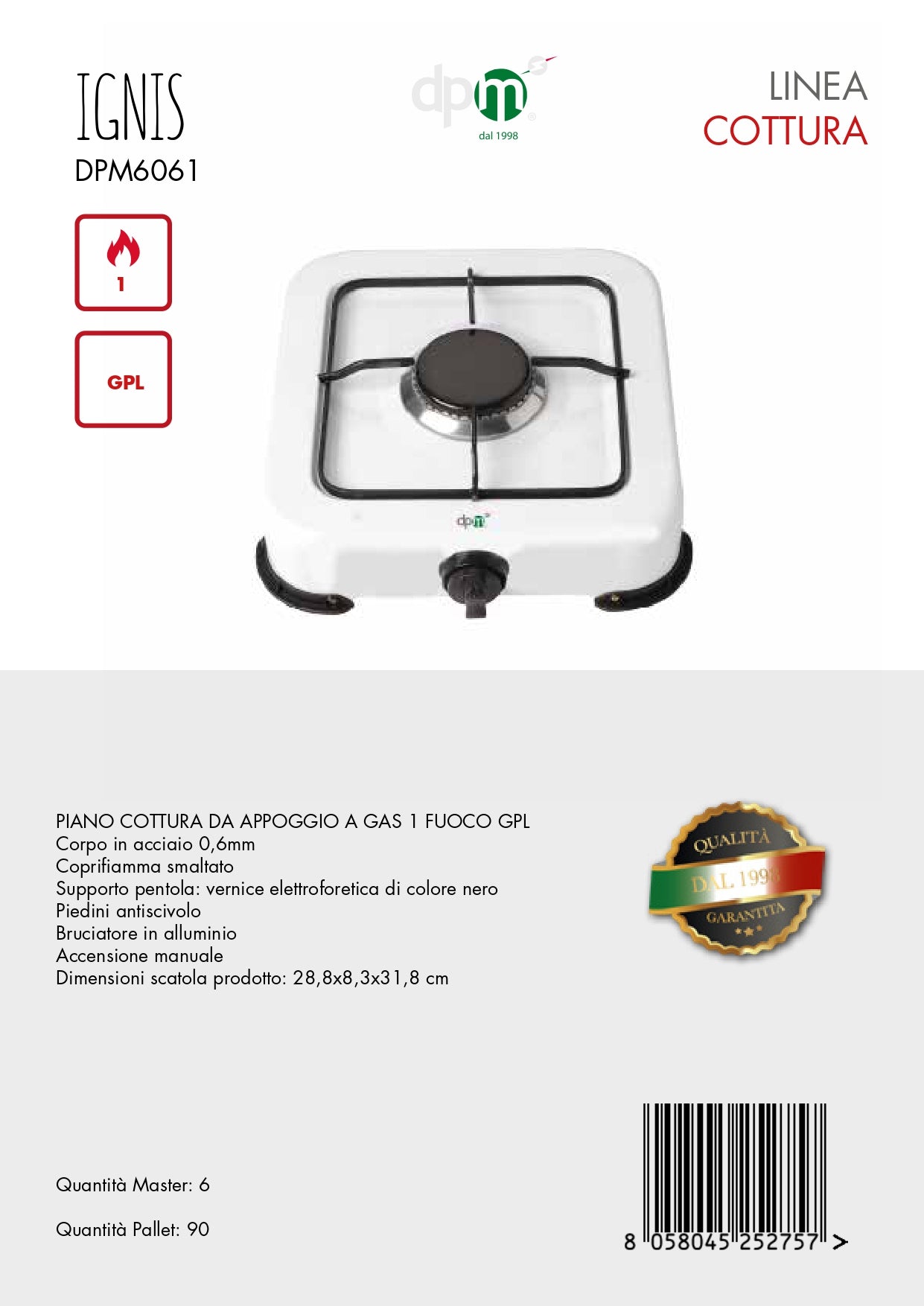 DPM PIANO COTTURA 1 FUOCO DA APPOGGIO