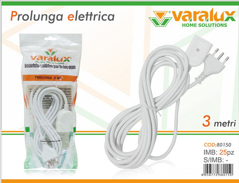 VARALUX PROLUNGA 3MT 16A PRESA BIPASSO - Infinity Home Store