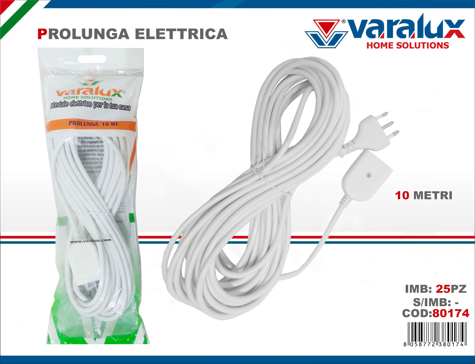 VARALUX PROLUNGA 10MT 16A PRESA BIPA
