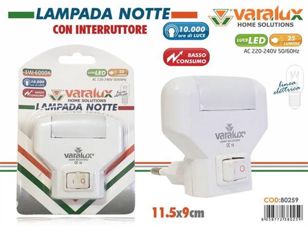 VARALUX LAMPADA LED NOTTURNA C/INTERR 