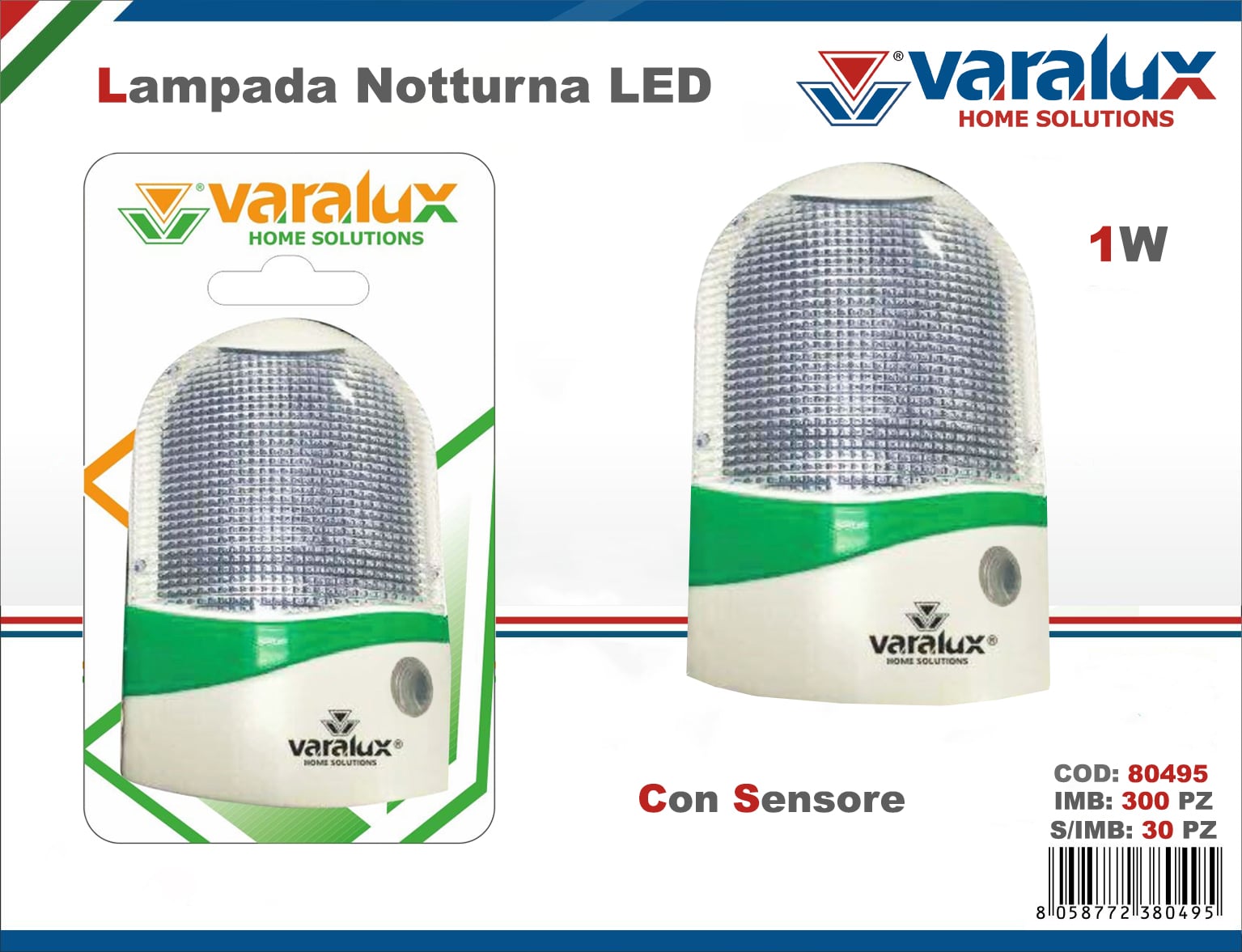 VARALUX LAMPADA LED NOTTURNA ON/OFF