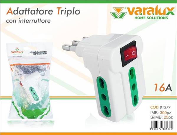 VARALUX ADATTATORE TRIPLO C/INT 16A 
