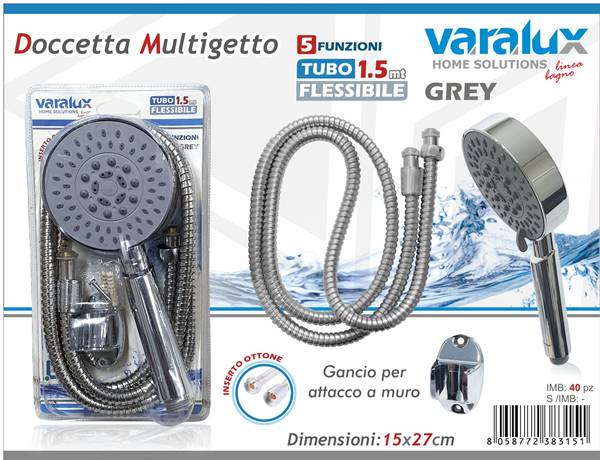 VARALUX DOCCETTA CON FLESSIBILE 1,5MT GREY