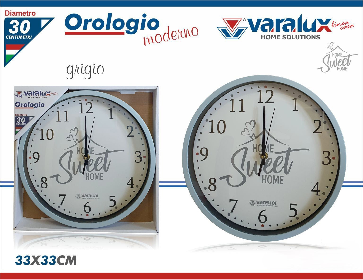 VARALUX OROLOGIO MODERNO GRIGIO TIFFANY - Infinity Home Store
