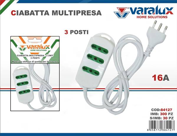 VARALUX SCARPETTA BIVALENTE 1,5MT 3POSTI 16A