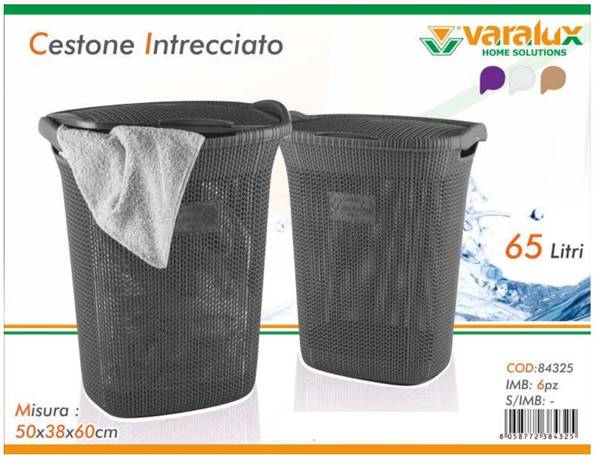 VARALUX CESTONE CON RICAMO 65LT GRIGIO 