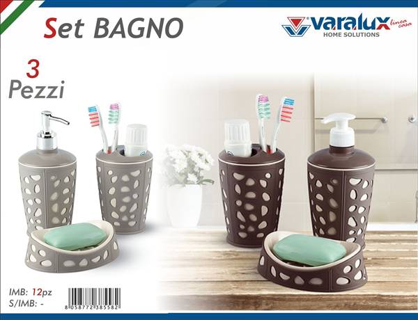 VARALUX SET BAGNO 3PZ GRIGIO FORATO 