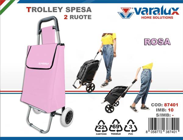 VARALUX TROLLEY SPESA 2 RUOTE ROSA 