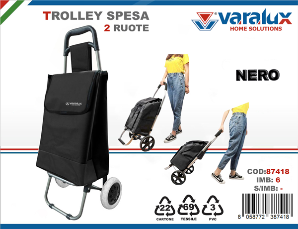 VARALUX TROLLEY SPESA 2 RUOTE NERO