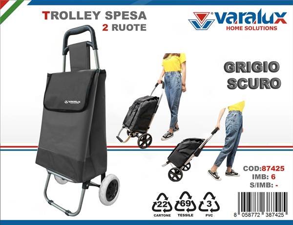 VARALUX TROLLEY SPESA 2 RUOTE GRIGIO SCU 