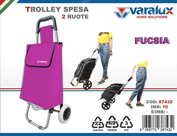 VARALUX TROLLEY SPESA 2 RUOTE FUCSIA 