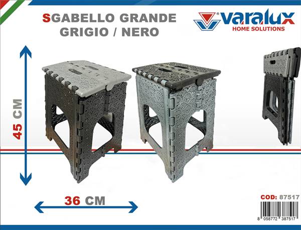 VARALUX SGABELLO PIEGHEVOLE GRANDE GRIGIO/NERO
