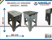 VARALUX SGABELLO PIEGHEVOLE GRANDE GRIGIO/NERO