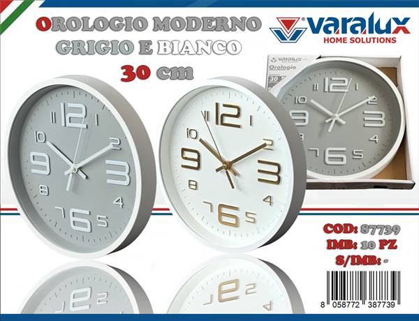 VARALUX OROLOGIO MODERNO BIANCO E GRIGIO 