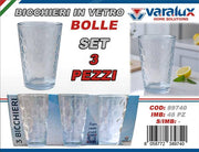 VARALUX BICCHIERE VETRO 3PZ BOLLE 