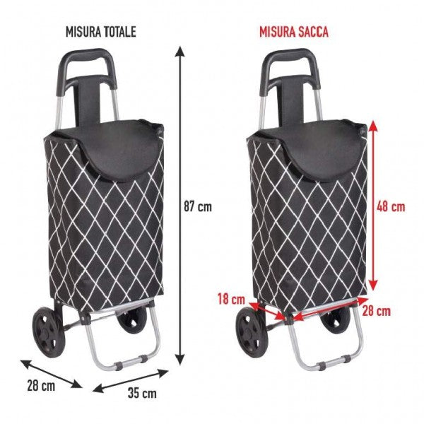 PRATIKO DESY HOME CARRELLO SPESA SUSANNA 24LT MAX 18KG NERO