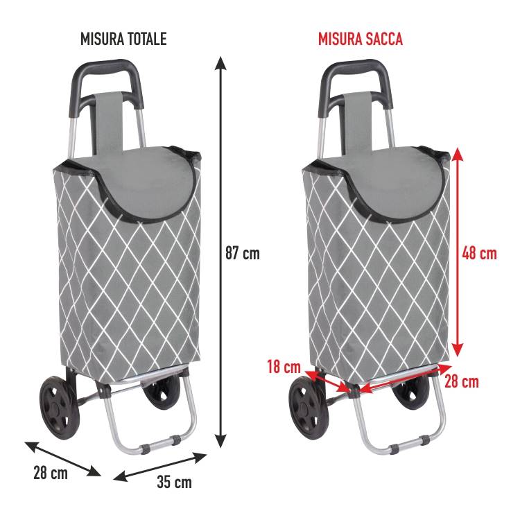 PRATIKO DESY HOME CARRELLO SPESA SUSANNA 24LT MAX 18KG GRIGIO