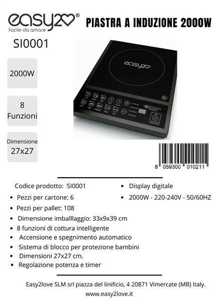 SLM PIASTRA INDUZIONE 2000W SI0001 
