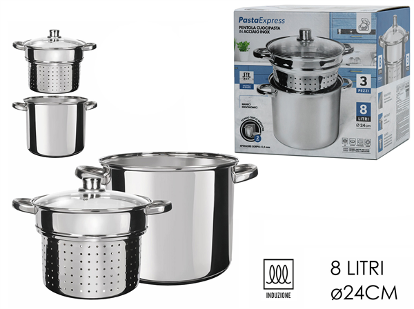 GT PENTOLA CUOCIPASTA 24CM ACCIAIO