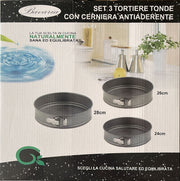 BAVARIA SET 3 TORTIERE TONDE 24/26/28 GR GRIGIE