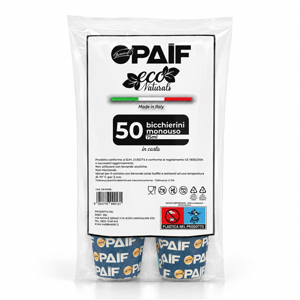 PAIF BICCHIERE CAFFE' 75ML 50PZ BLU 