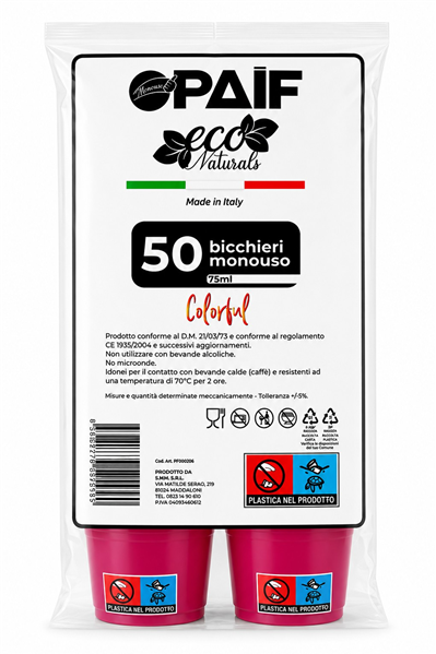 PAIF BICCHIERE CAFFE' 75ML 50PZ MAGENTA 