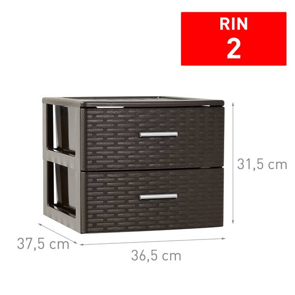 PLASTICFORTE CASSETTIERA 2CASS RATTAN WENGUE