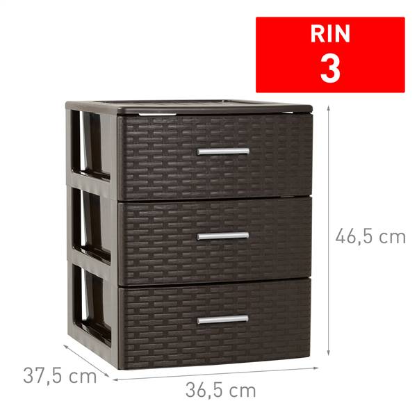 PLASTICFORTE CASSETTIERA 3CASS RATTAN WENGUE
