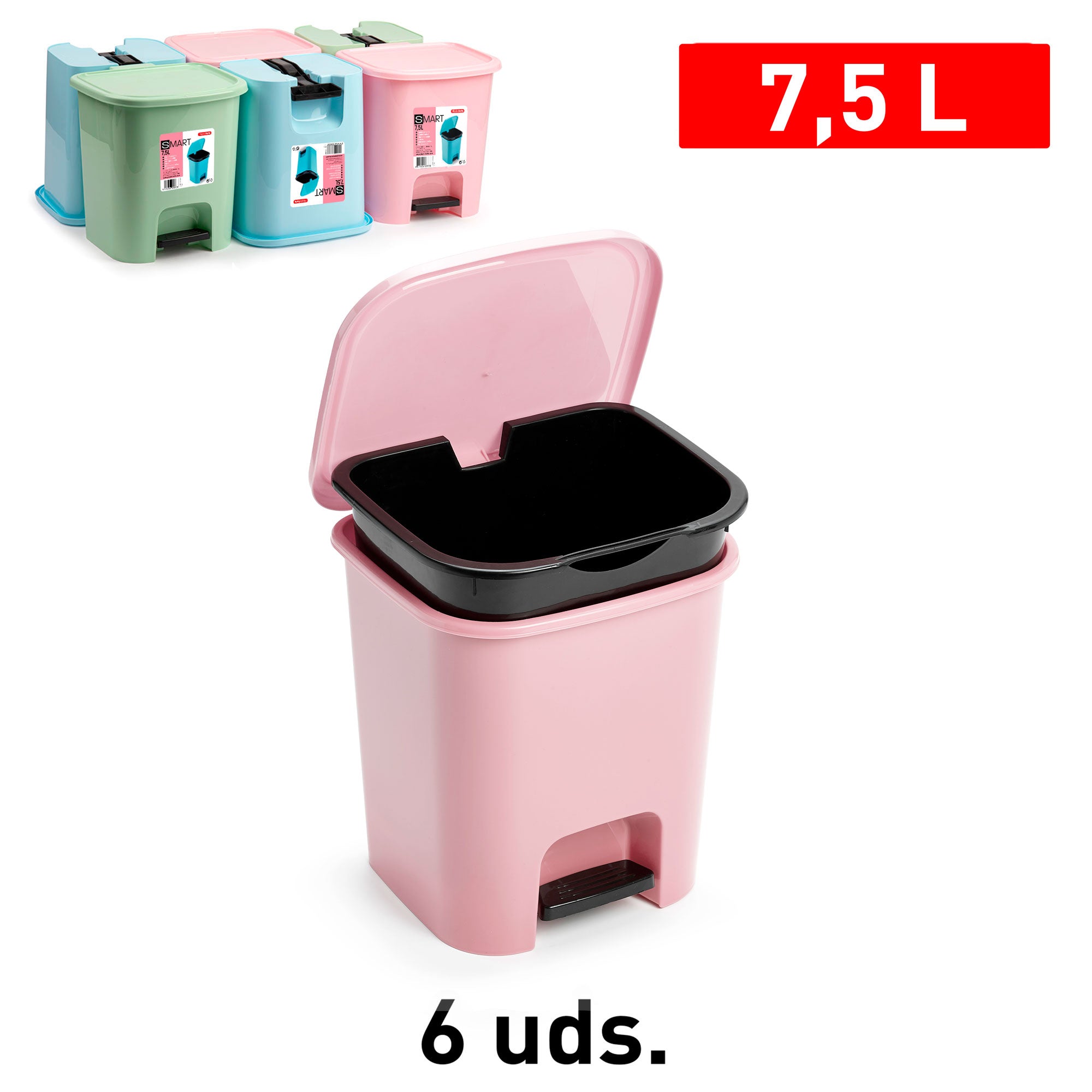 PLASTICFORTE PATTUMIERA A PEDALE SMART 7,5L SURTIDO ARV