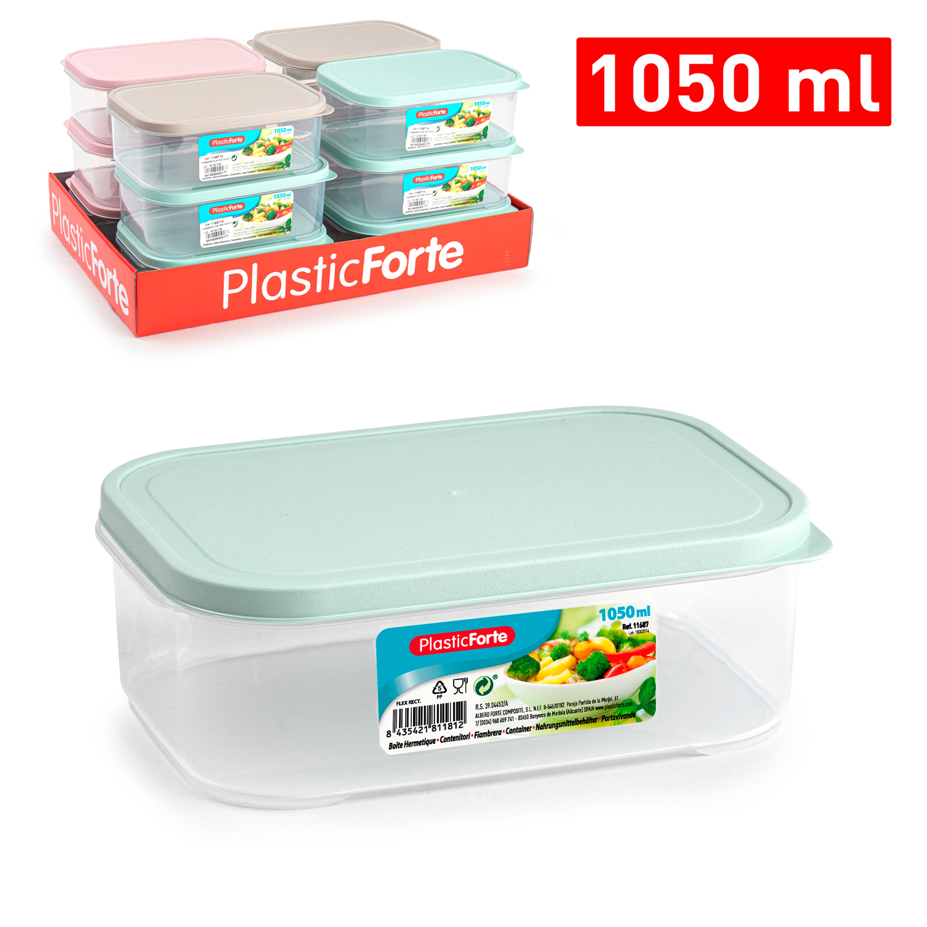 PLASTICFORTE CONTEN RETT 1050ML FLEX SURT VRM