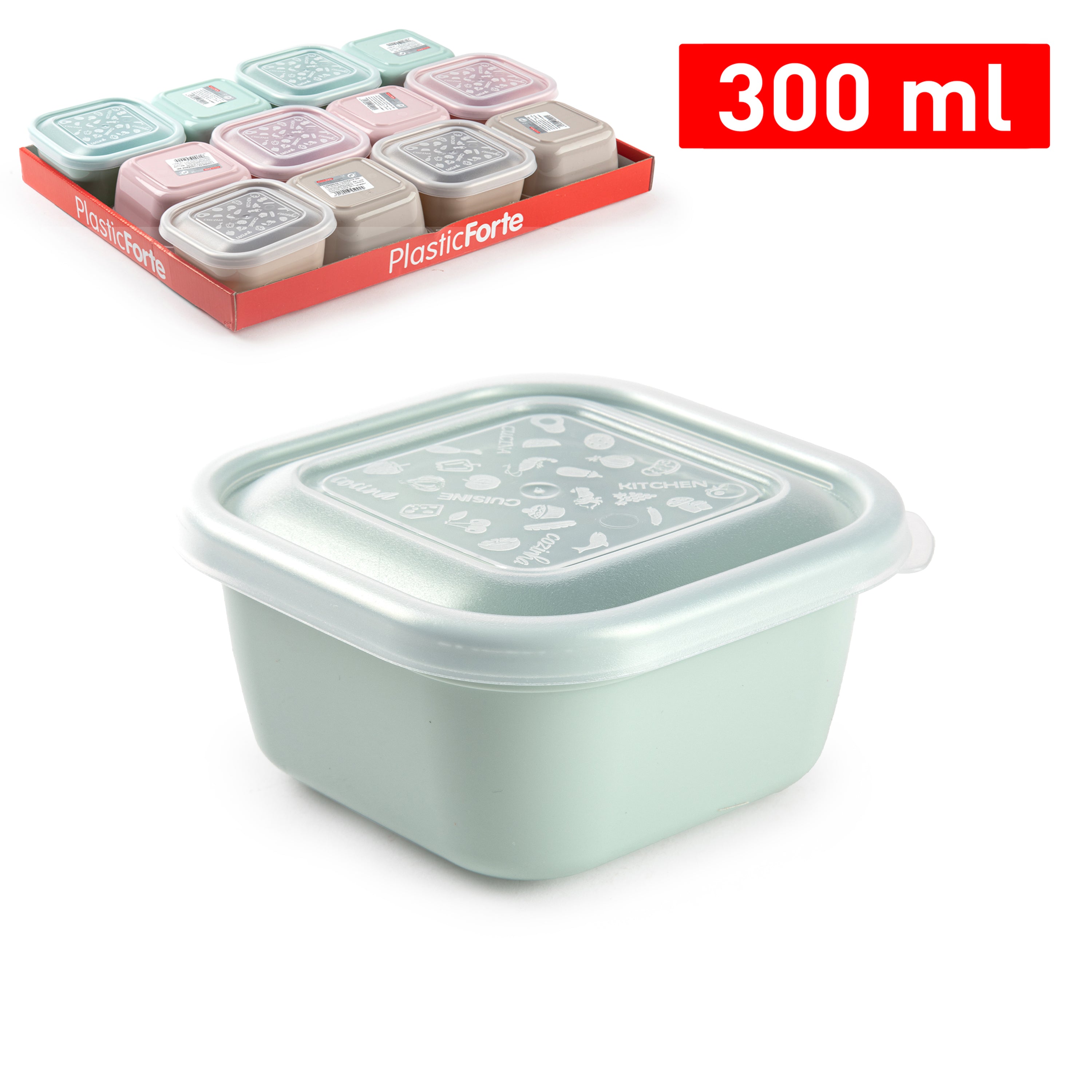 PLASTICFORTE CONTENITORE QUADRATO 300ML SURT VRM