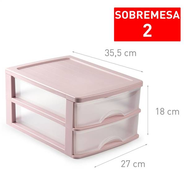 PLASTICFORTE CASSETTIERA 2CASS ROSA